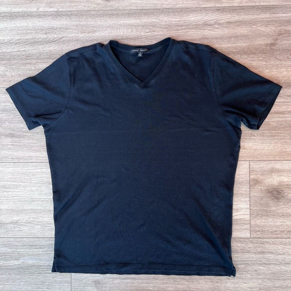 Robert Barakett Men's Black Pima Cotton Georgia V-Neck Short Sleeve T Shirt XL - Picture 1 of 6